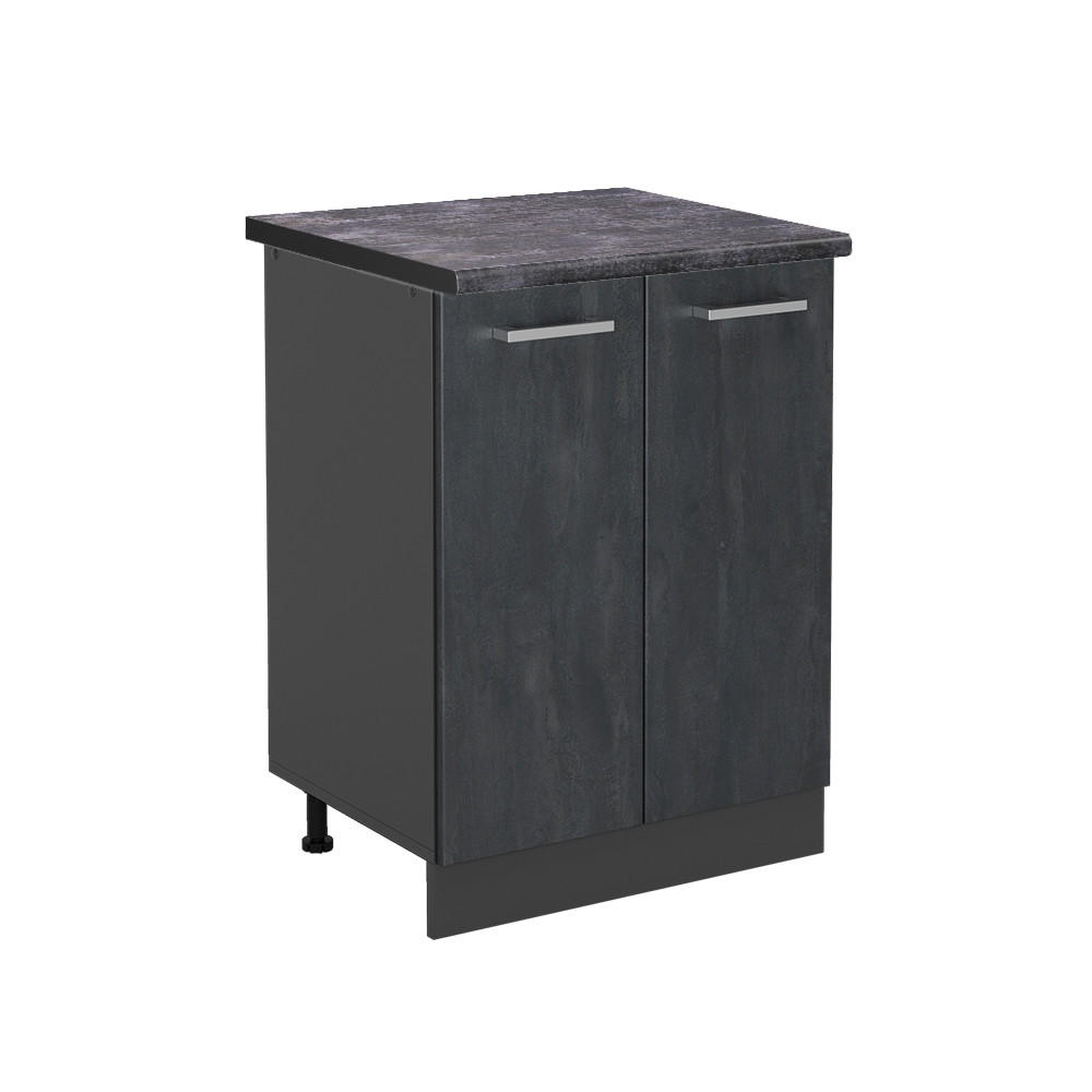 KÜCHENUNTERSCHRANK KÜCHENSCHRANK R-Line Schwarz Beton 60 cm AP Anthrazit - Anthrazit/Schwarz, Holzwerkstoff (60/81.6/60cm) - Vicco