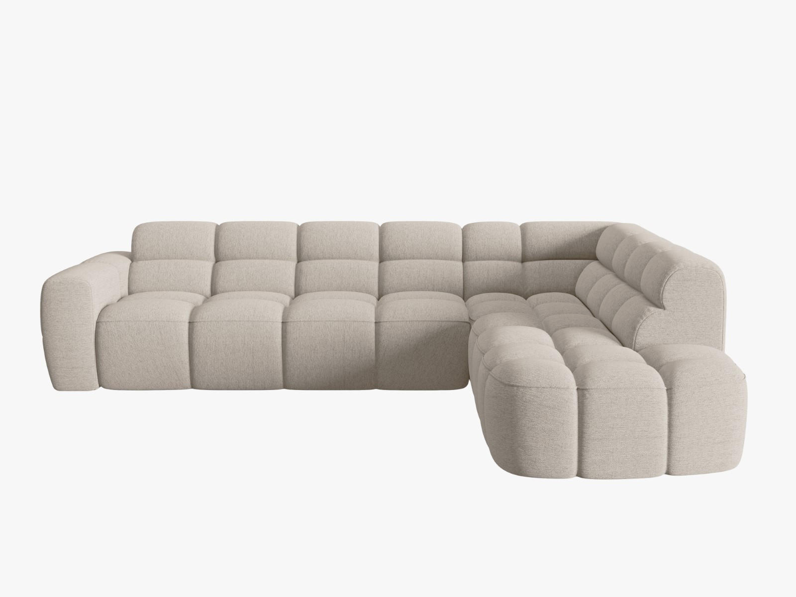 ECKSOFA rechts Lisa aus strukturiertem Stoff sand 5 Sitzplätze - Sandfarben, Textil (234/293cm) - Micadoni