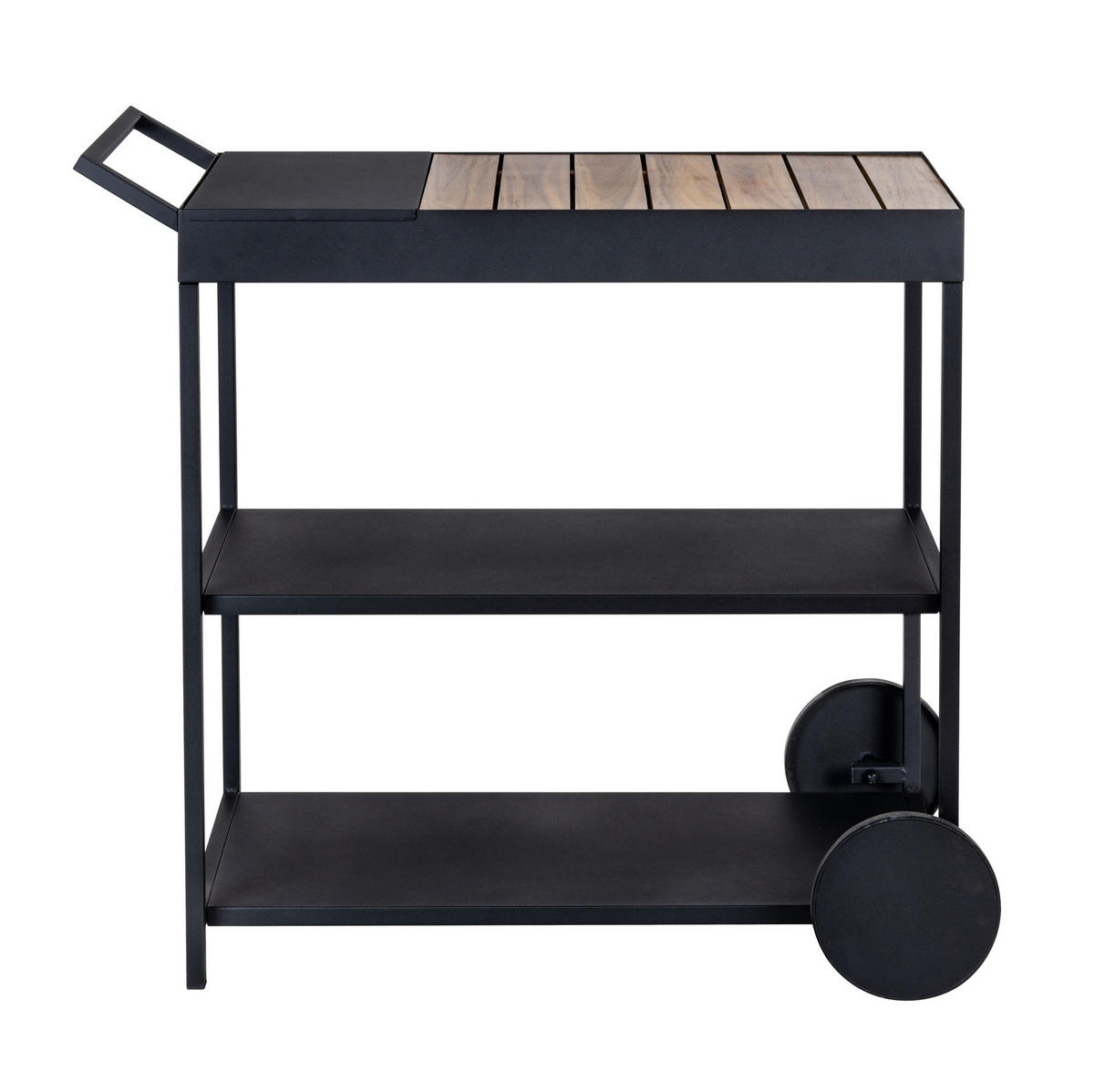 SERVIERWAGEN aus Metall und Akazienholz Miro Schwarz 80/40/98 cm - Schwarz, Metall (40/98/80cm) - Wenko