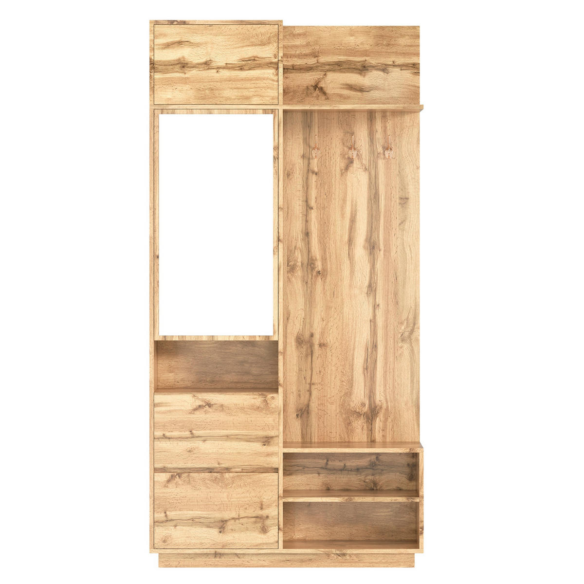 GARDEROBE Spiegel Sitzbank Schuhschrank - Naturfarben, Holz (90/190/34.5cm) - Fortuna Lai