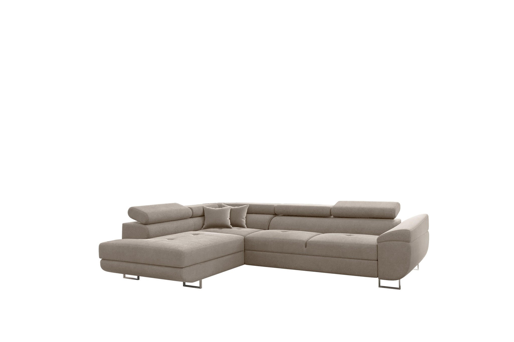ECKSOFA Carmelo In Nova - Hellgrau, Holzwerkstoff/Textil (275/202cm) - Fun Möbel