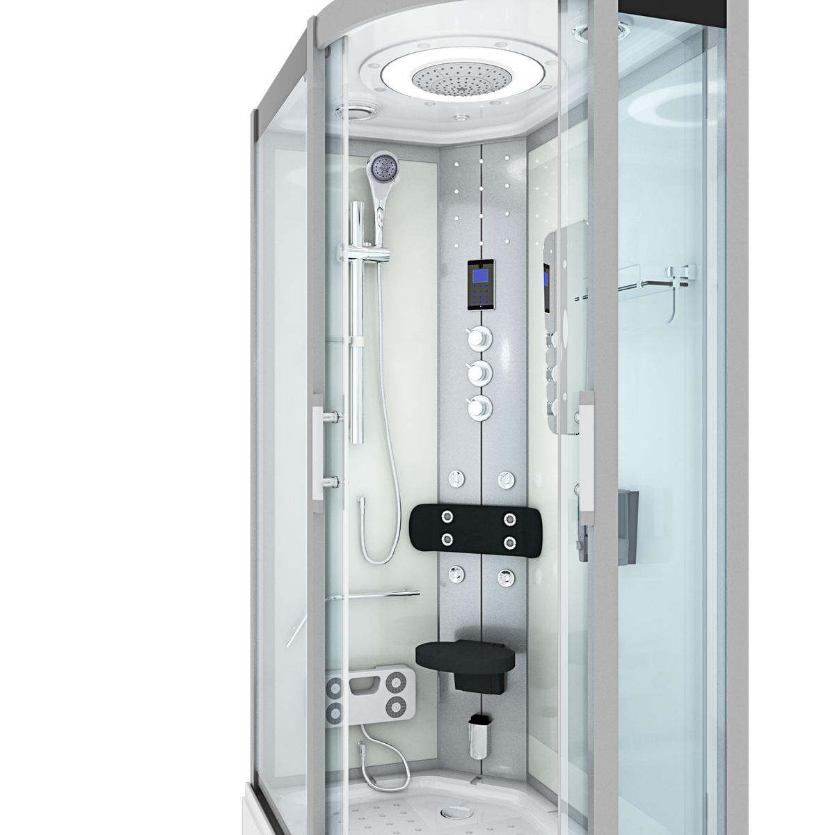 DUSCHE DampfduscheD60-70T3R Weiß 80x120 - Weiß, Glas/Kunststoff (80/120/215cm) - AcquaVapore by Sandra Jentho