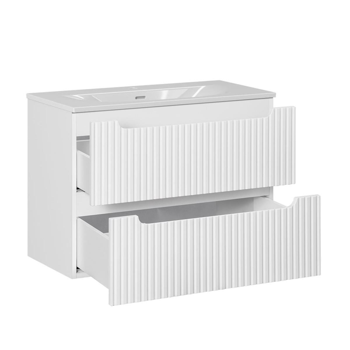 BADMÖBEL Riva 2er-Set Weiß - Weiß, Holzwerkstoff (80/57/40cm) - Petits-meubles