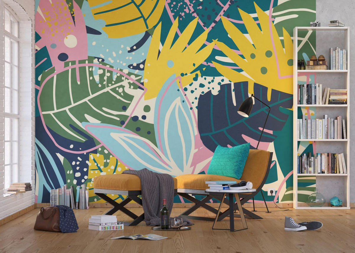 FOTOTAPETE Blätter 375 x 270 cm - Multicolor, Papier (375/270cm) - Sanders & Sanders
