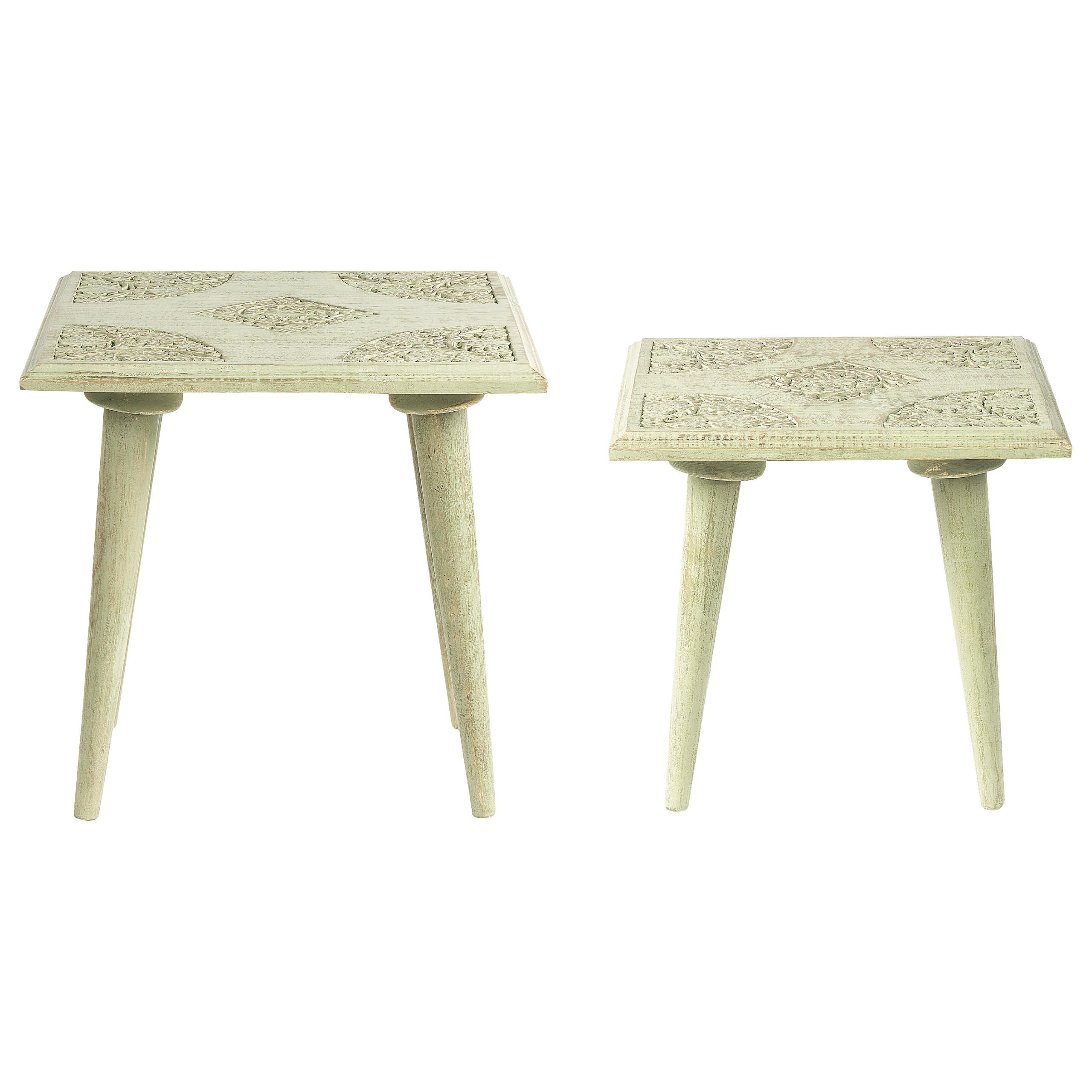 BEISTELLTISCH 2er-Set Quadratisch Grün, Gold Belidha - Grün, Holz (40/40cm) - Beliani