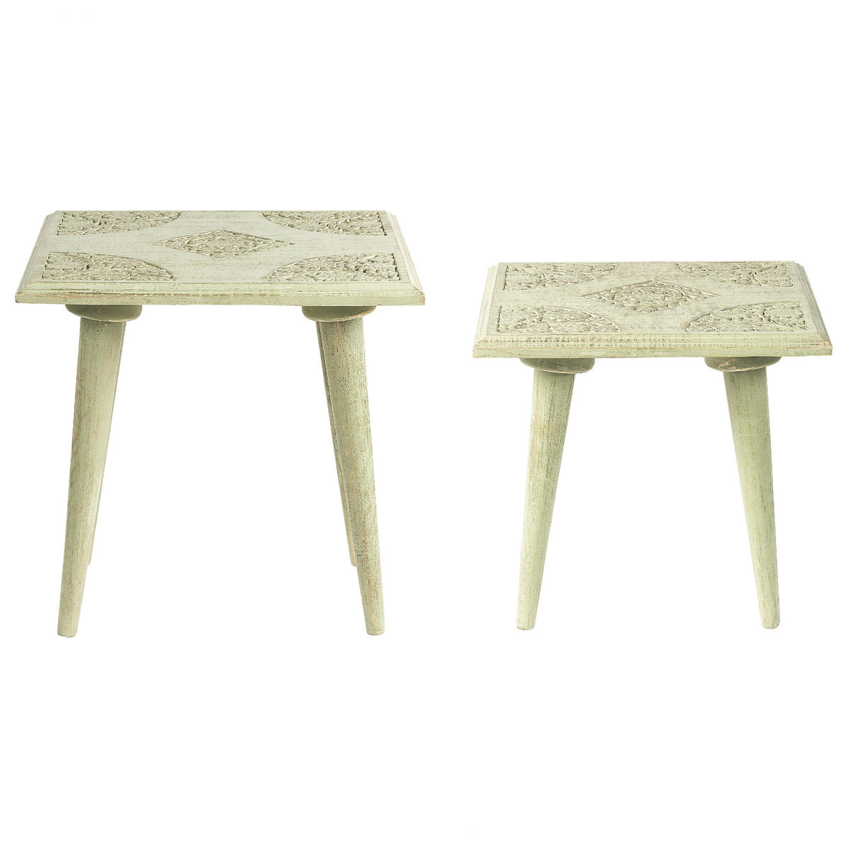 BEISTELLTISCH 2er-Set Quadratisch Grün, Gold Belidha - Grün, Holz (40/40cm) - Beliani