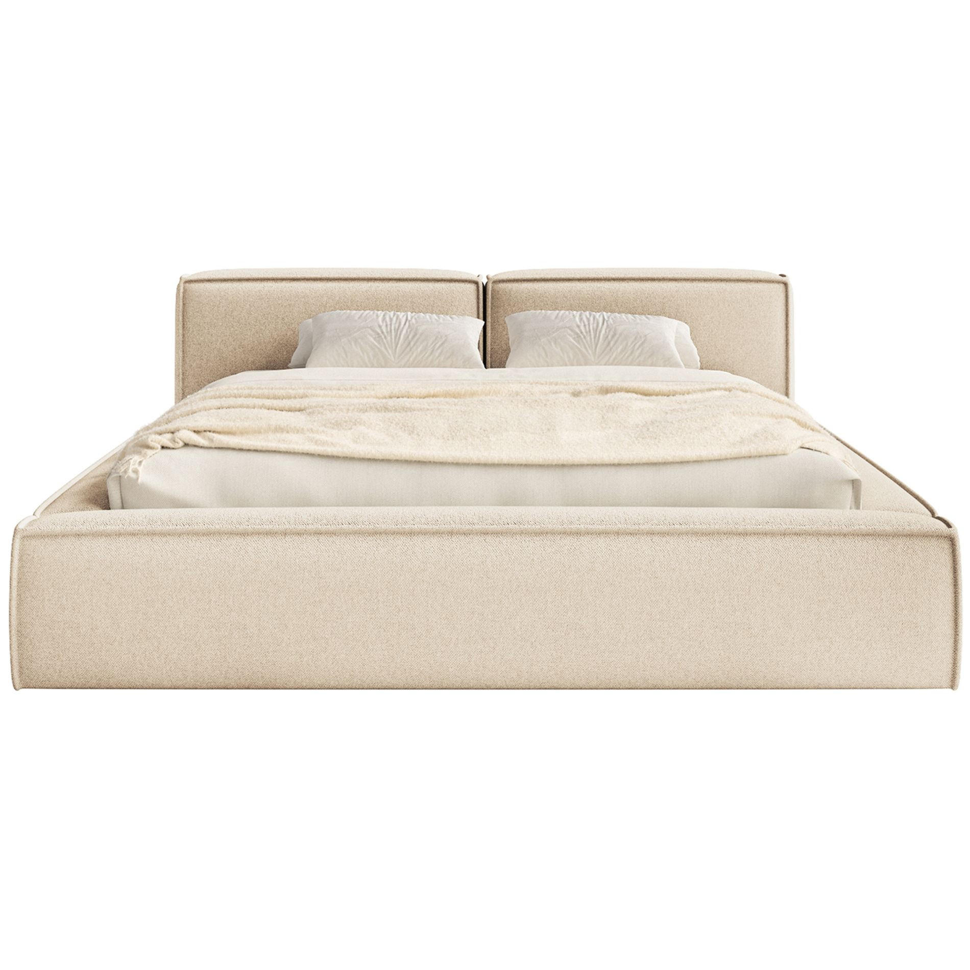 POLSTERBETT Tilves Slim Hellbeige 140x200 cm - Ecru/Schwarz, Kunststoff/Textil (140/200cm) - Selsey