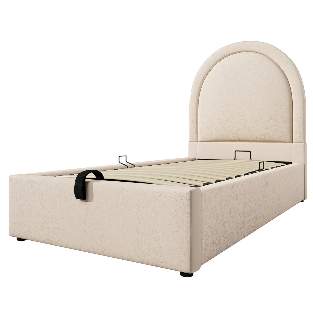 KINDERBETT 90/200 cm mit Bettkasten, 7-Zonen-Matratze und PU-Bezug mit Cartoon-Muster, Beige - Beige, Leder - Redom