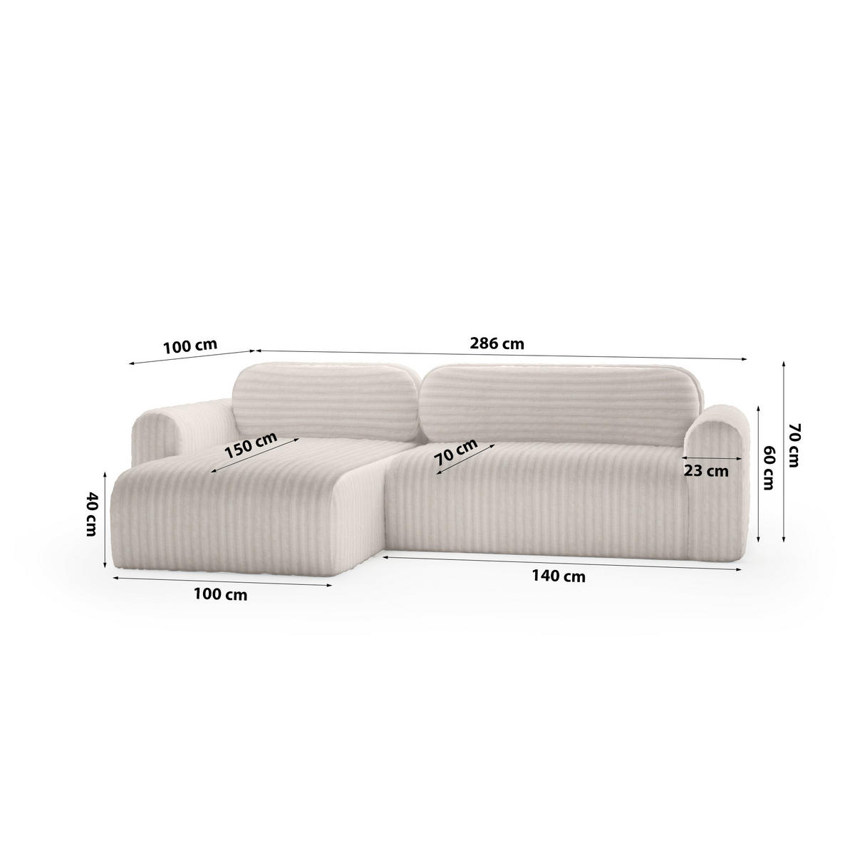 ECKSOFA mit Schlaffunktion Emmen, Hellbraun - Hellbraun, Textil (286/100cm) - Fedve