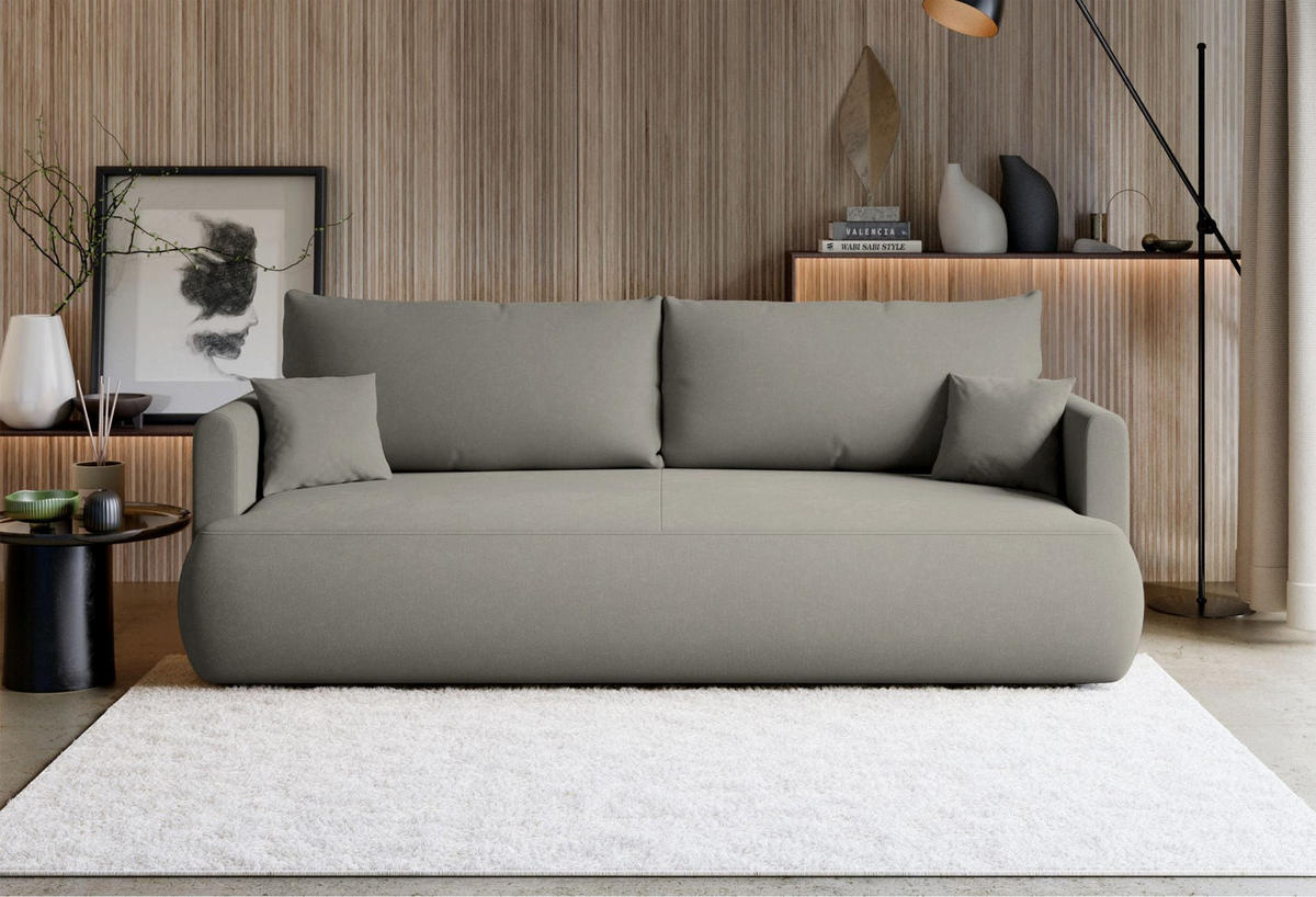 3-SITZER SOFA Ovo Mini Hellgrau Chenille Easy-Clean - Hellgrau/Schwarz, Kunststoff/Textil (226/90/97cm) - Selsey