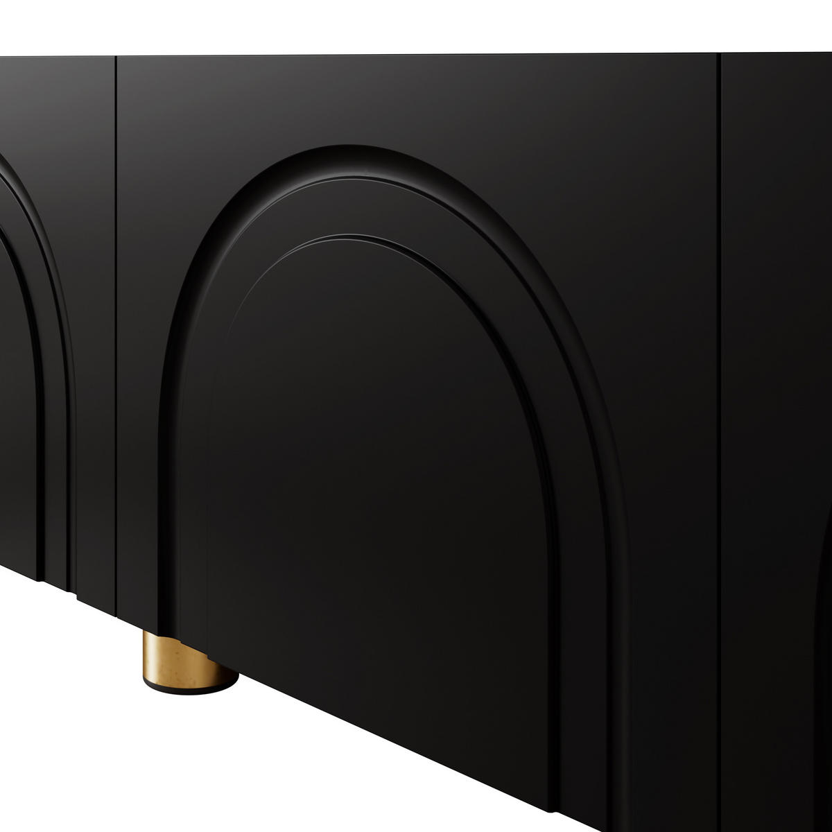 LOWBOARD in Schwarz TV-Schrank mit Metallfüße, 180 L/35 B/40H(cm), für Wohnzimmer - Schwarz, Holzwerkstoff/Metall (180/40/35cm) - STILVORA