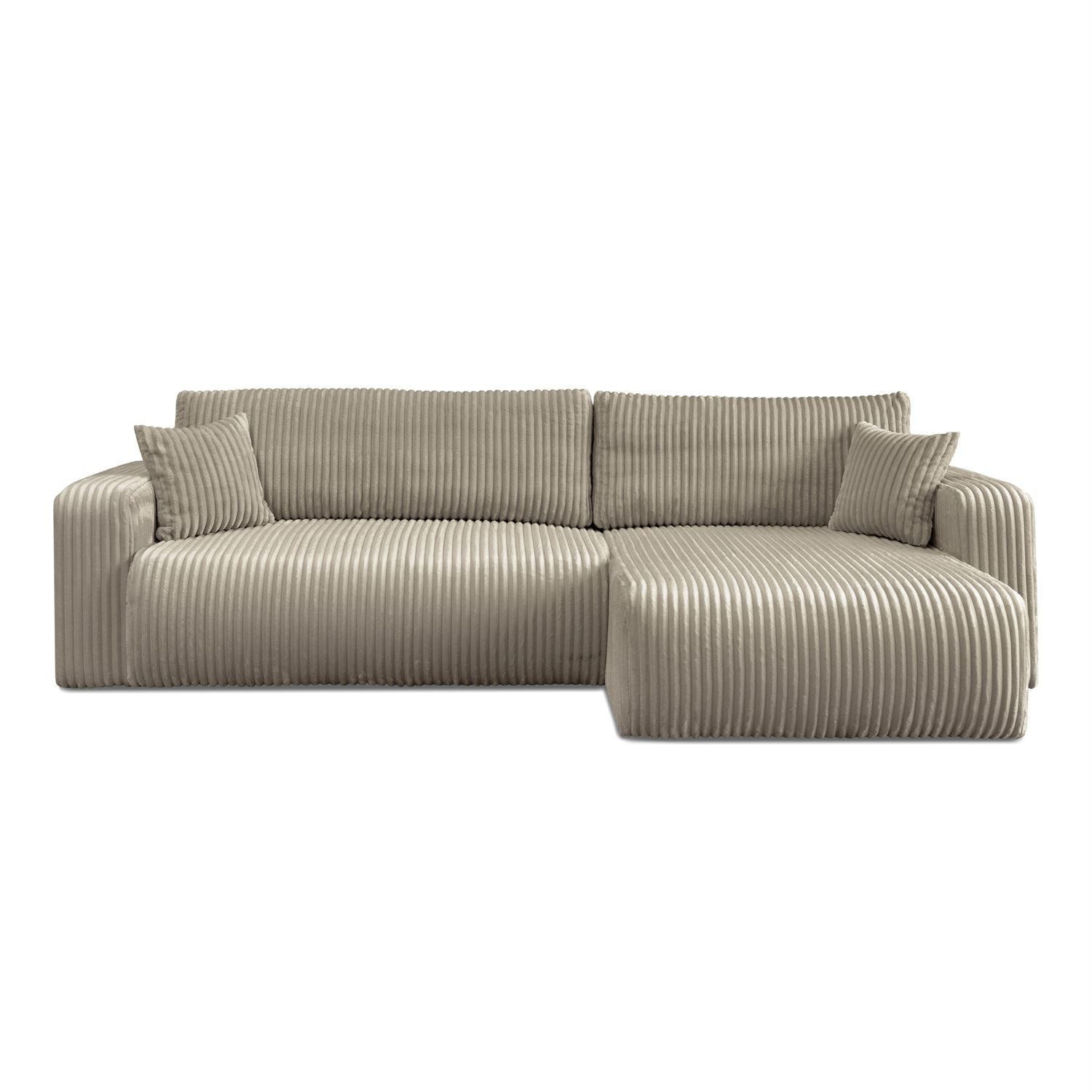 ECKSOFA PRESTIGE SOFT mit Schlaffunktion und Bettkasten, Tilia 08 - Beige, Textil (277/143cm) - Lookway
