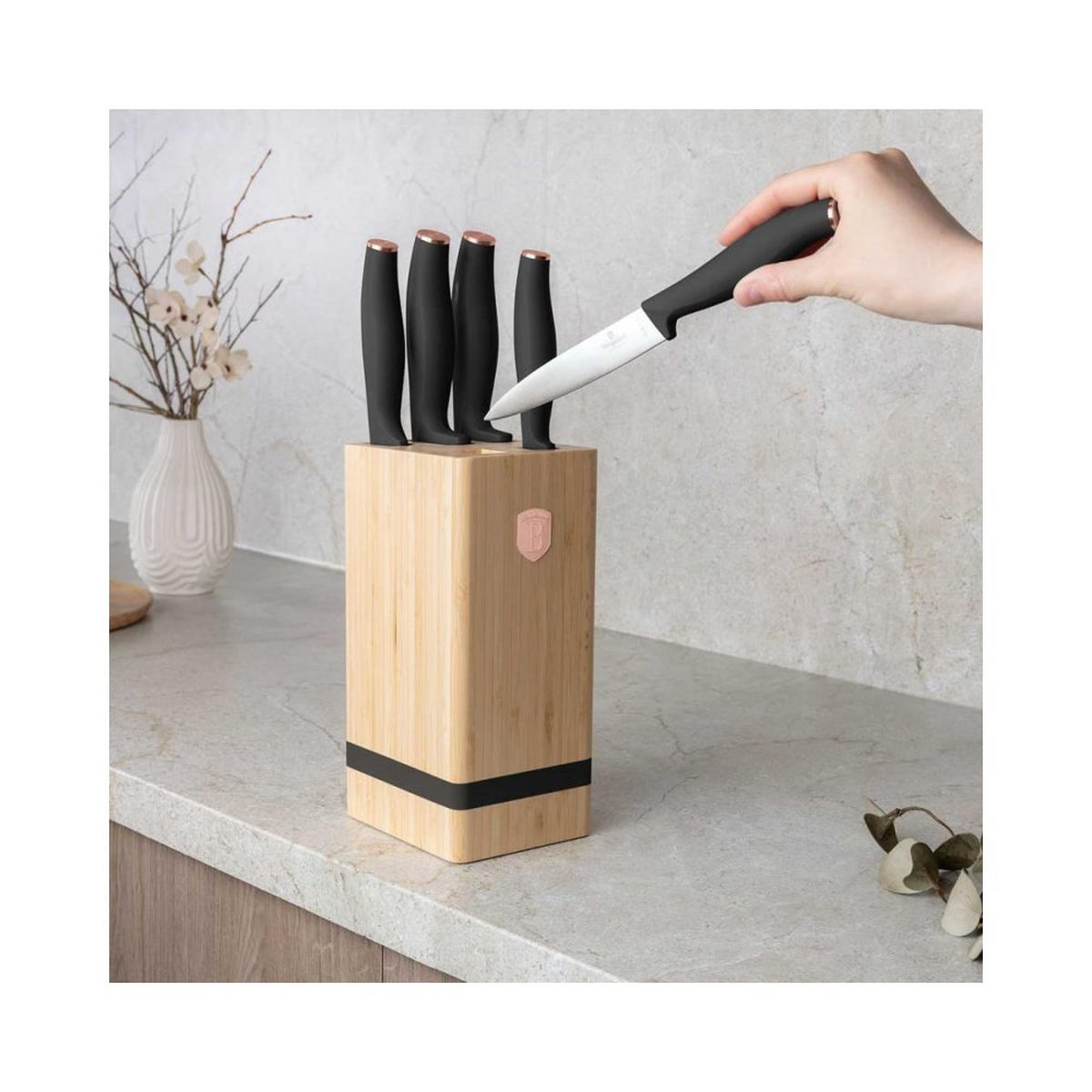 MESSERSET Silber 30/20/30 cm BH2970 - Silberfarben, Holz - Berlinger Haus