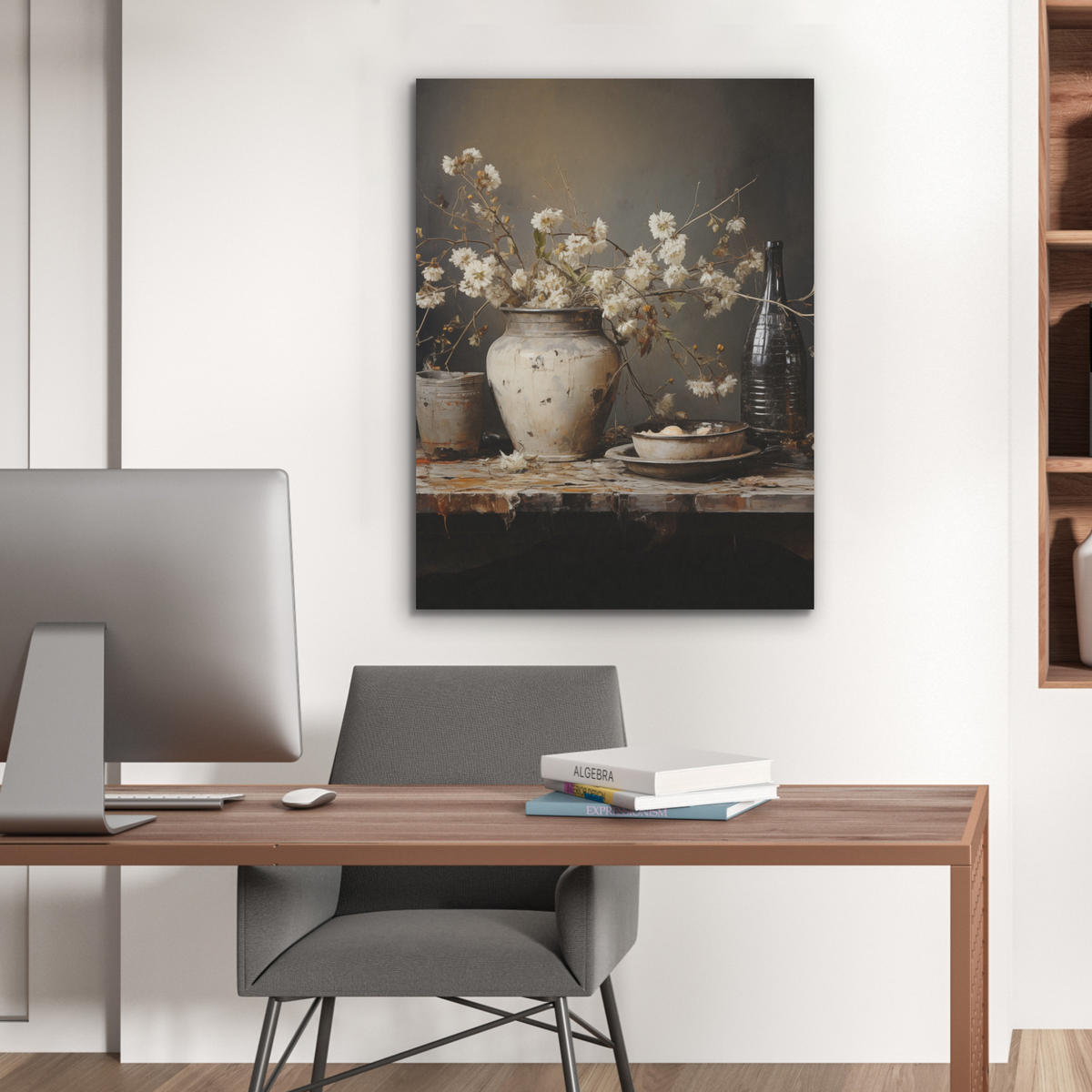 AKUSTIKPANEEL Stilleben - Blumen - Blumenstrauß - Vase - Wein 60x80 cm - Schwarz, Textil (60/0.9/80cm) - MuchoWow