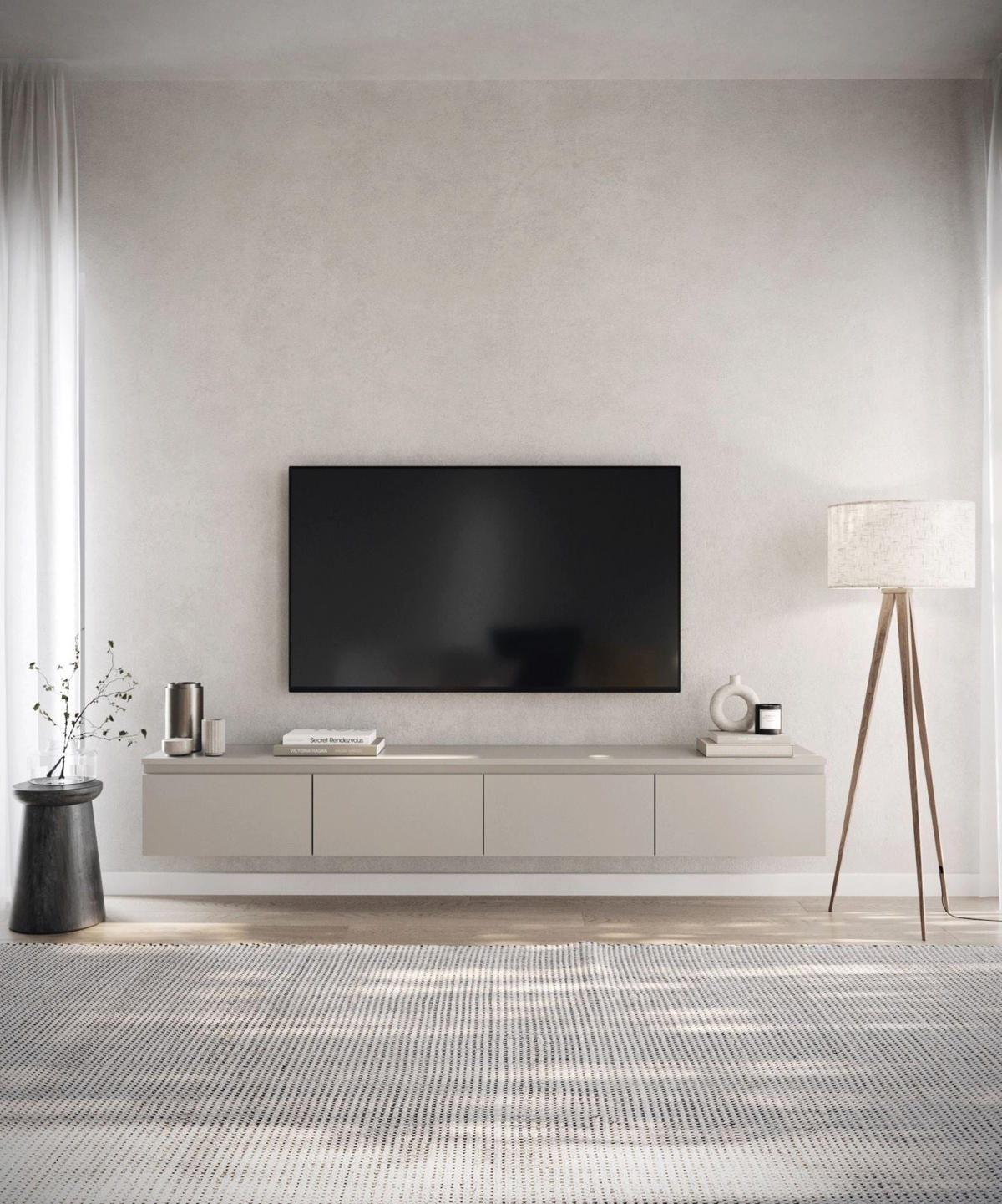 TV-LOWBOARD Bemmi Greige 200/28/32 cm - Kaschmir, Holzwerkstoff (200/28.4/31.8cm) - Selsey