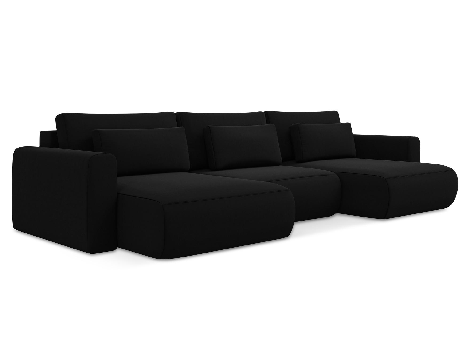 WOHNLANDSCHAFT Samt Stoff Schwarz - Schwarz, Kunststoff/Textil (340/82/149cm) - Makamii