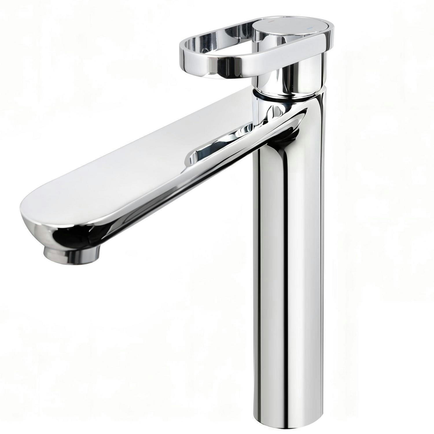 WASCHTISCHARMATUR Hoch mit Auslauf 225 mm Chrom Messing - Silberfarben, Metall (22.5/28.9/18.2cm)
