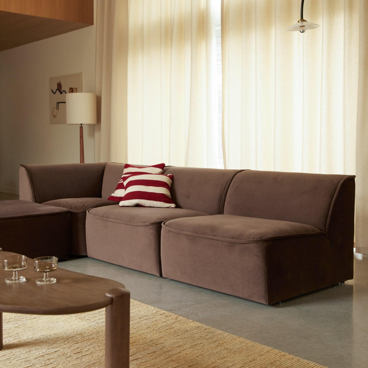 SOFA Quinto Braun aus Stoff - Braun, Textil (285/73/194cm) - Tikamoon