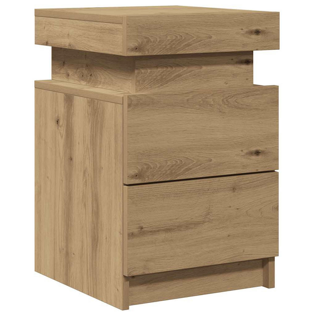 LED-NACHTTISCHE 2Er Set Artisan-Eiche 35/39/55 Cm Holzwerkstoff - Braun, Holzwerkstoff (39/55/35cm) - vidaXL