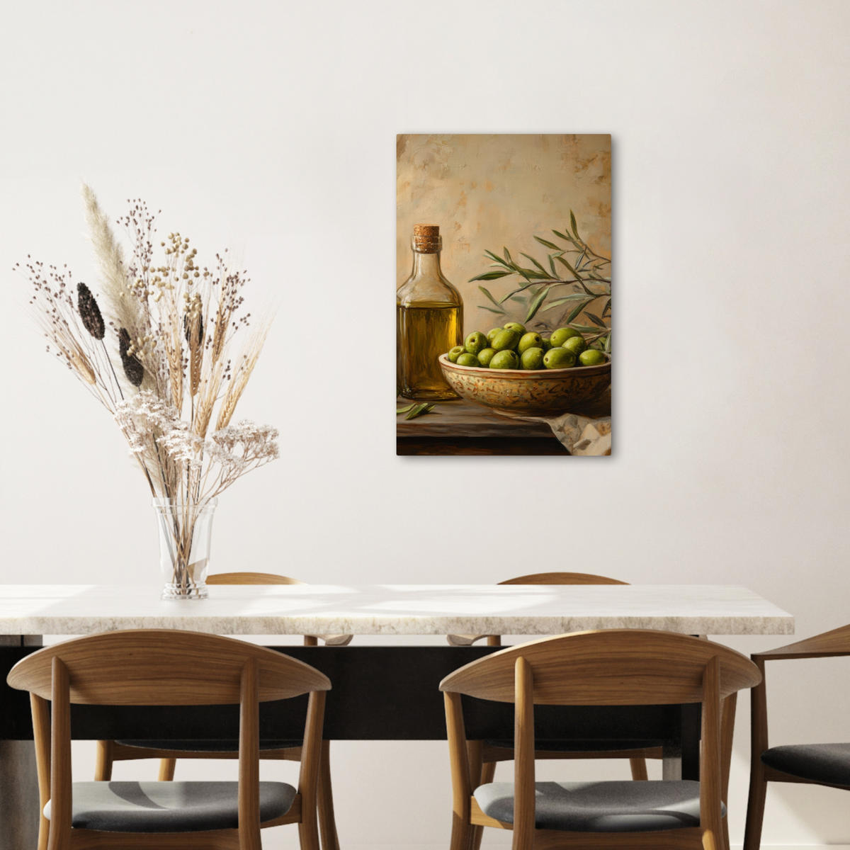 LEINWANDBILD Oliven - Stilleben - Vintage 40x60 cm - Olivgrün, Textil (40/60cm) - MuchoWow
