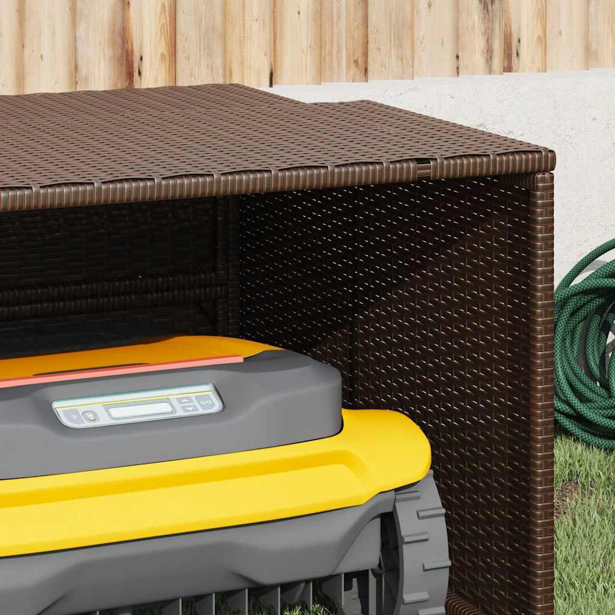 MÄHROBOTER-GARAGE Braun 86/90/52/57 Cm Poly Rattan - Braun, Kunststoff (90/57/86cm) - vidaXL