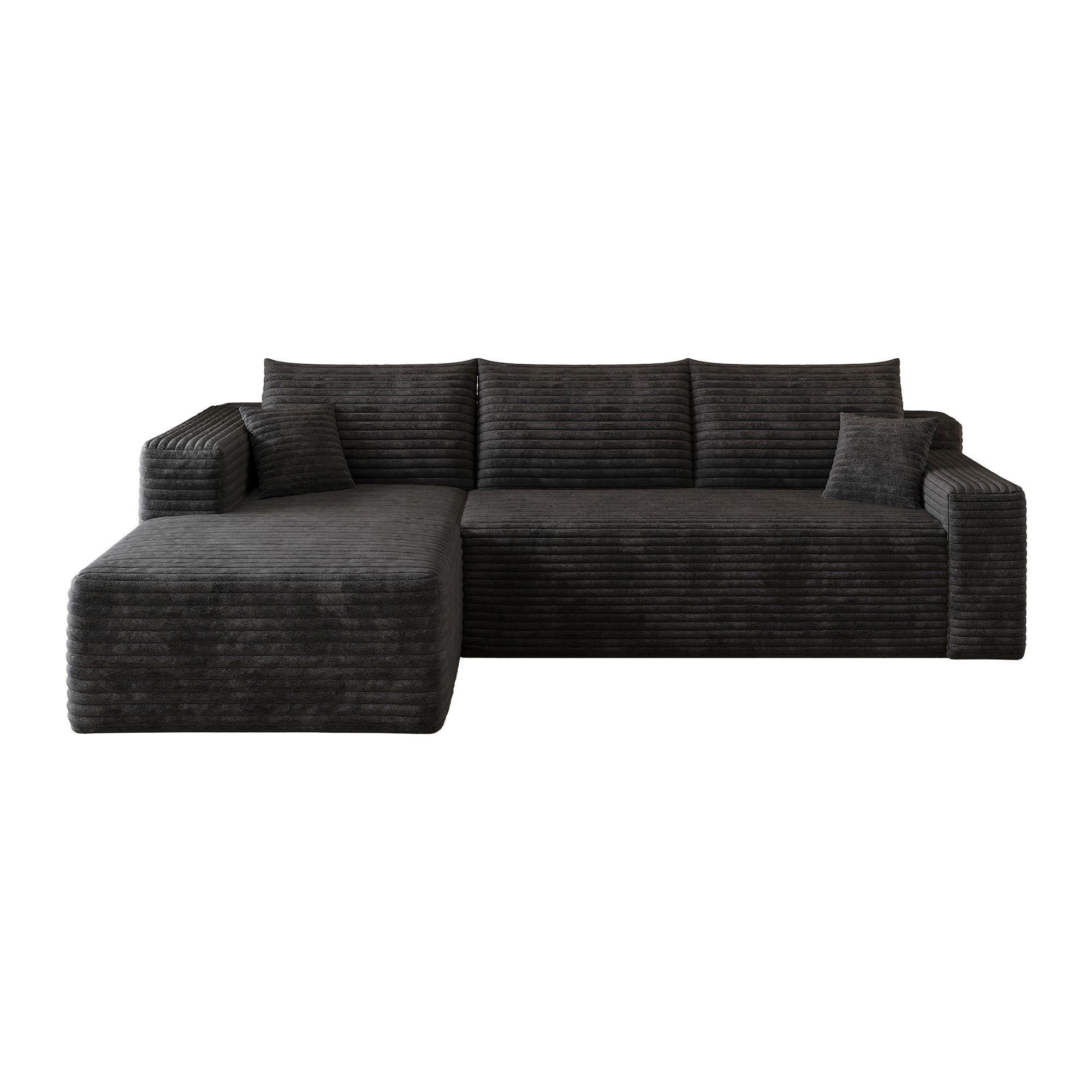 L-FÖRMIGES ECKSOFA Schwarz 241/151/58 cm 3-Sitzer Cordstoff Deep-Seat Ohne Montage - Schwarz, Textil (241/151cm) - PANGIVO