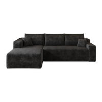 L-FÖRMIGES ECKSOFA Schwarz 241/151/58 cm 3-Sitzer Cordstoff Deep-Seat Ohne Montage - Schwarz, Textil (241/151cm) - PANGIVO