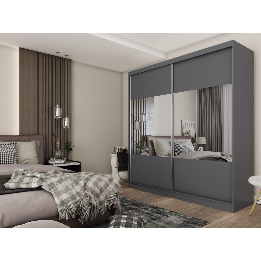 Thumbnail - Altdecor Kleiderschrank, Grau, Holzwerkstoff, 200x216x61 cm, Schlafzimmer, Kleiderschränke