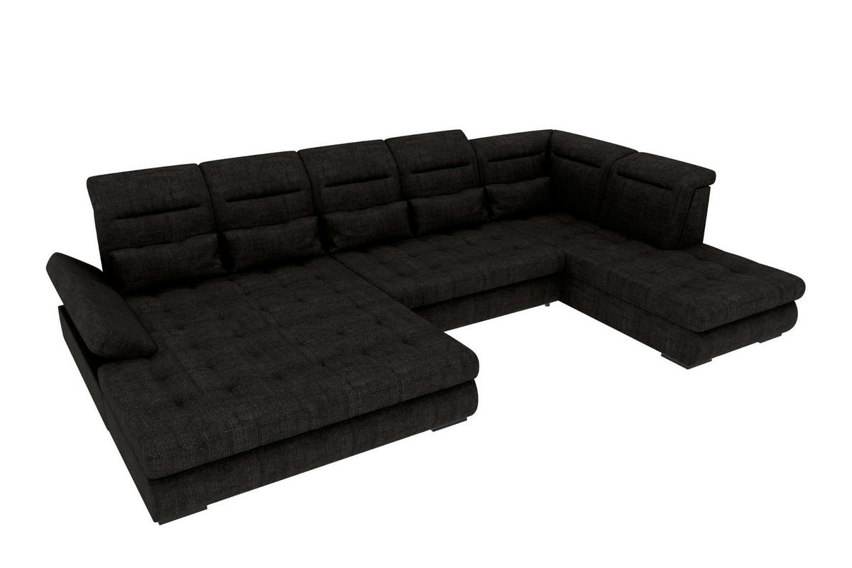 WOHNLANDSCHAFT Toscana Velours inkl. Schlaffunktion - Schwarz, Textil (208/87/358cm) - 99rooms