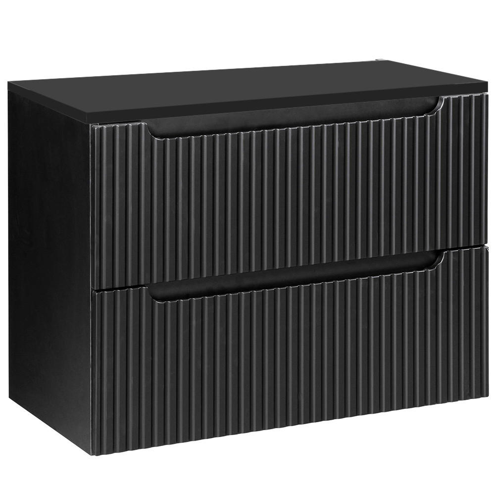 WASCHBECKENSCHRANK Newport-56 - Schwarz, Holzwerkstoff (80/60/40cm) - Lomado