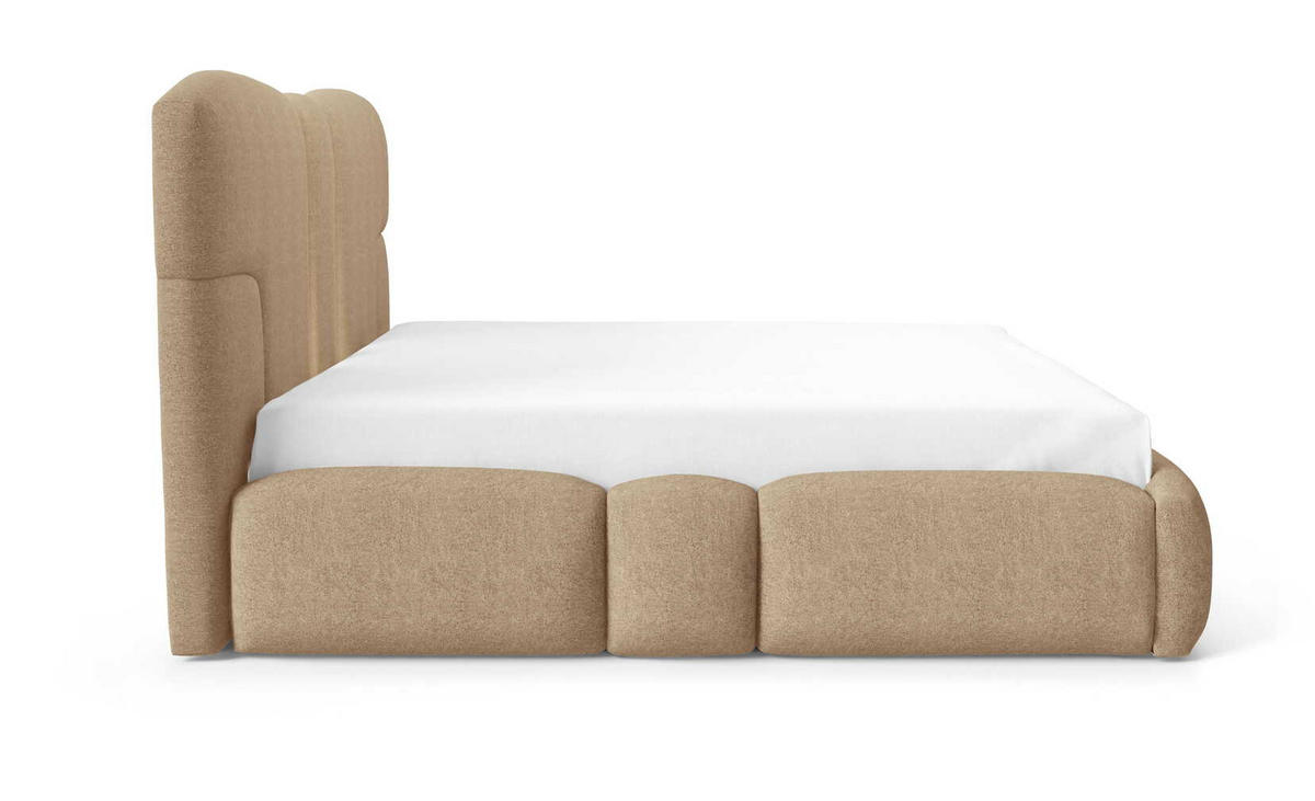 POLSTERBETT 180x200 Safron mit LED, Metall-Lattenrost, Braun - Braun, Holz/Textil (180/200cm) - Emporius