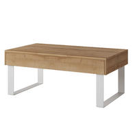 COUCHTISCH Bird Goldene Eiche, mit Schublade - Eichefarben/Silberfarben, Holzwerkstoff (63/110/45cm) - Bettso