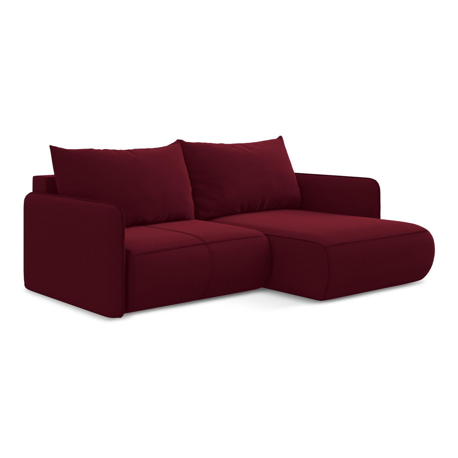 ECKSOFA mit Schlaffunktion Samt Stoff Rot - Bordeaux/Rot, Kunststoff/Textil (207/148cm) - LaMiaSofa