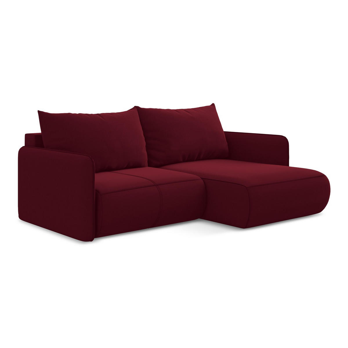 ECKSOFA mit Schlaffunktion Samt Stoff Rot - Bordeaux/Rot, Kunststoff/Textil (207/148cm) - LaMiaSofa