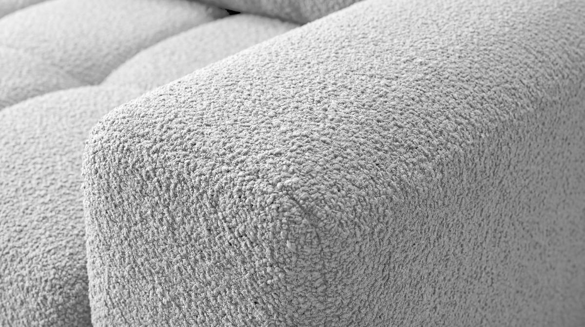 ECKSOFA Ovia mit Bettkasten und Schlaffunktion, Bouclé-Stoff in L-Form - Hellgrau, Textil (270/185cm)