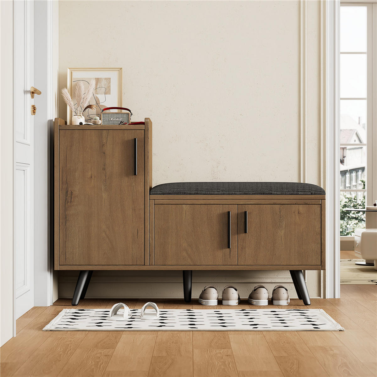 SCHUHSCHRANK Sitzbank 100x34x69 cm Stauraum Braun - Braun, Holz (100/69/34cm) - Kaket