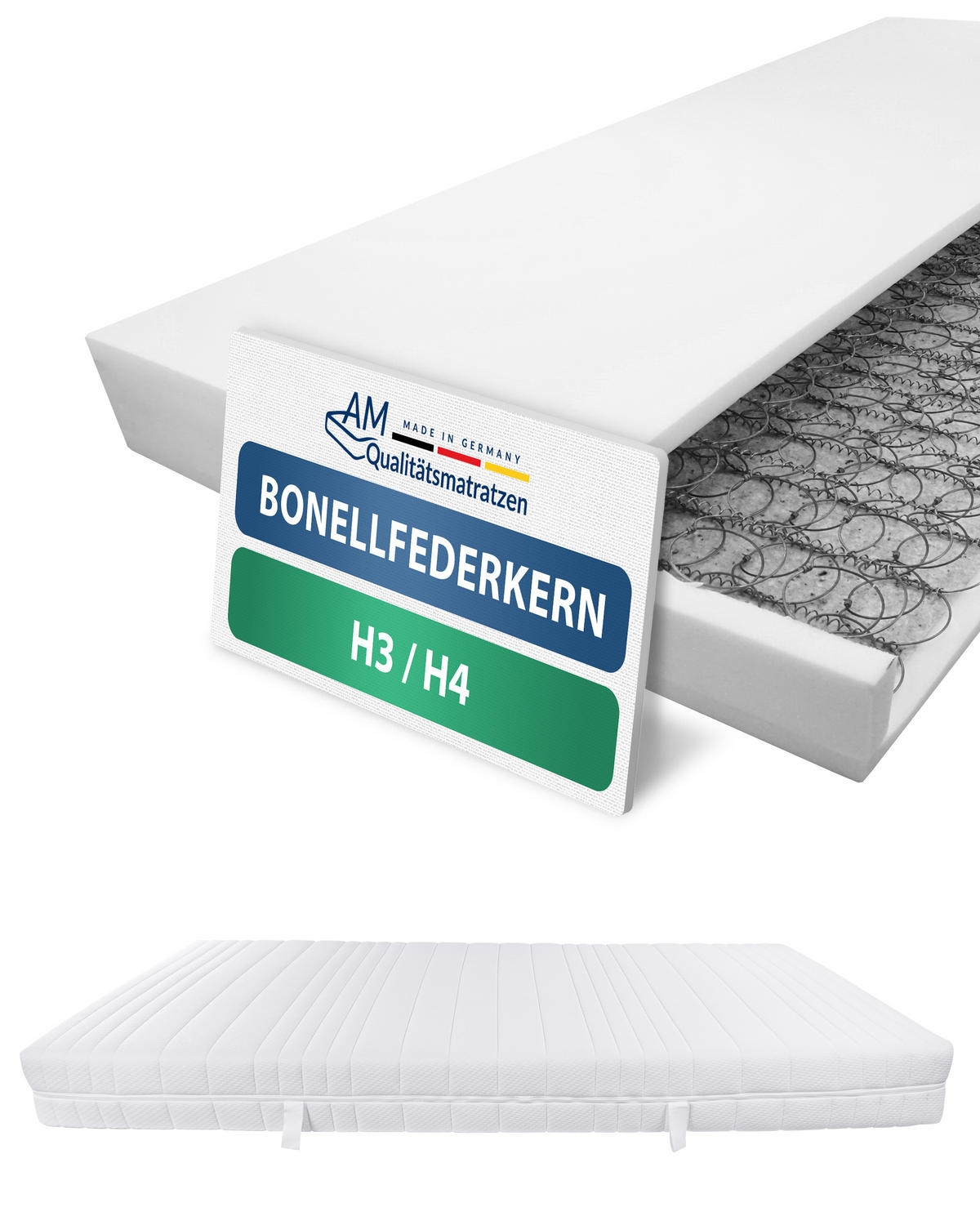 PRUŽINOVÁ matrace Bonell 90/200 cm - bílá, textil (90/200cm) - AM Qualitätsmatratzen
