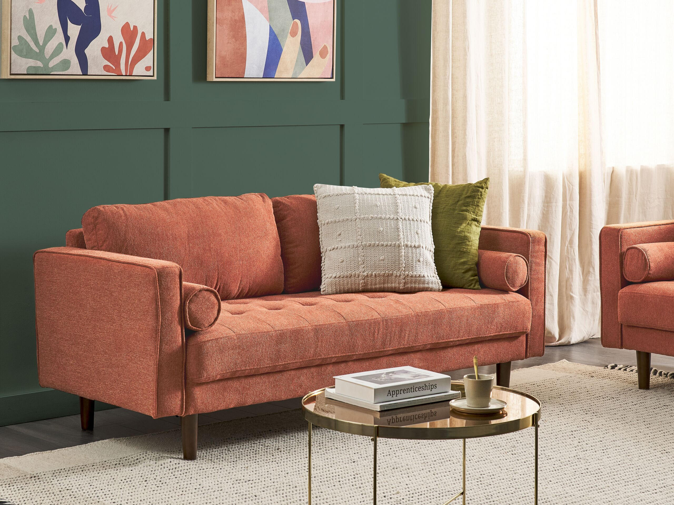 Thumbnail - Beliani 3-Sitzer-Sofa, Dunkelbraun, Braun, Textil, 177x78x74 cm, Wohnzimmer, Sofas & Couches, Sofas, 3-Sitzer Sofas
