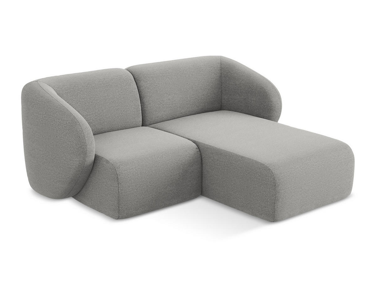 ECKSOFA Rechts Bouclé Stoff Grau - Hellgrau/Schwarz, Holzwerkstoff/Kunststoff (178/166cm) - Makamii
