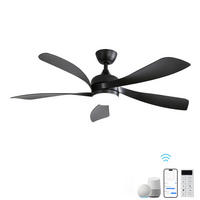 DECKENVENTILATOR 52Zoll Smart LED Licht Dimmbar Speicherfunktion DC Motor - Schwarz, Kunststoff (132.08/132.08/26.8cm) - CASIVA