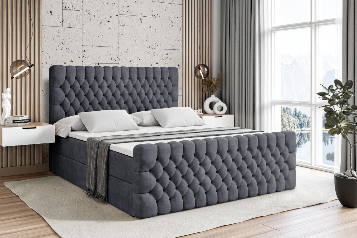 BOXBETT SERENE-Z - 200 x 200 - H4 - Dunkelgrau - Dunkelgrau, Holzwerkstoff (200/200cm) - ALTDECOR