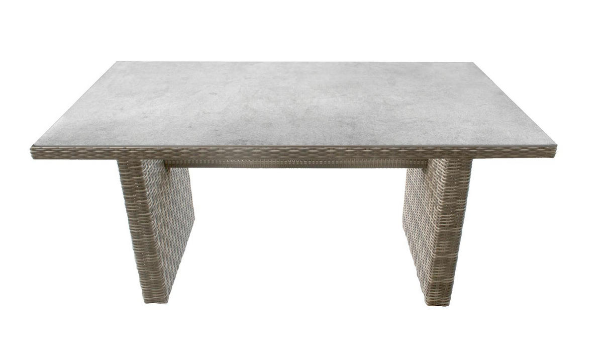 DININGLOUNGE-SET Ria Grau 5-teilig Polyrattan mit Sicherheitsglastisch 160/90/75 cm - Grau, Kunststoff - bellavista - Home & Garden