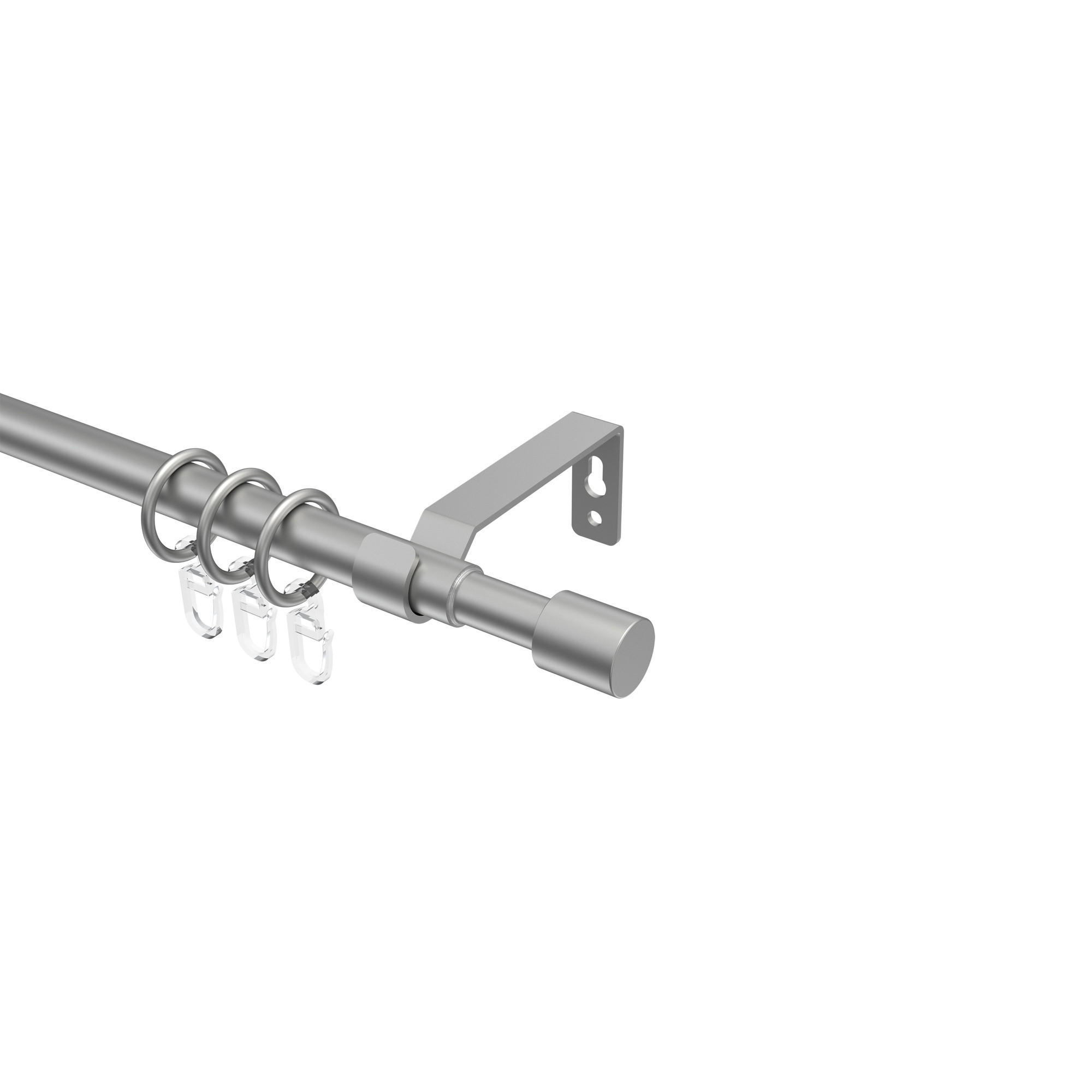 TELESKOP-GARDINENSTANGEN-SET Hera Livo 70-120 cm, 1-läufig, 16/13 mm Ø Silbergrau - Silberfarben/Alufarben, Kunststoff/Metall (120cm) - INTERDECO