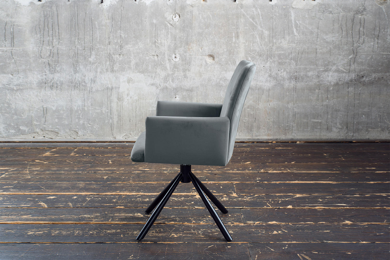 ESSZIMMERSTUHL KYRA Grau Velvet - Schwarz/Grau, Kunststoff/Textil (64/88/61cm) - KAWOLA