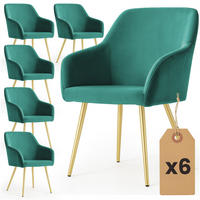 POLSTERSTUHL 6er Set, Metallbeine Grün, Gold 54,5/83/58 - Grün, Textil (55/83/58cm) - RAUMHIRSCH FURNITURE