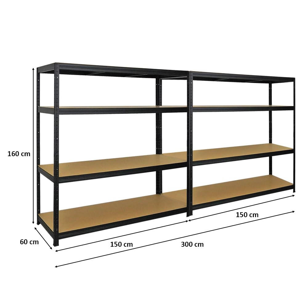 SCHWERLASTREGAL Giant Elephant 2er-Set mit 2x 160x150x60 cm Fachlast 200 kg Schwarz - Schwarz, Metall (300/160/60cm) - PROREGAL