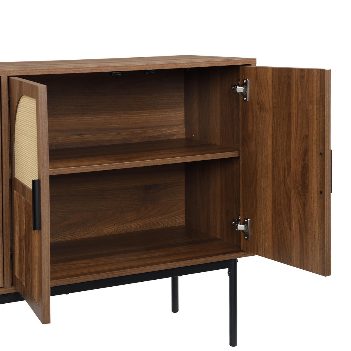SIDEBOARD in Naturfarben Kommode mit Stauraum und Metallbeinen für Wohnzimmer und Esszimmer, B140/T40/H80cm - Schwarz/Naturfarben, Holzwerkstoff/Metall (140/80/40cm) - STILVORA