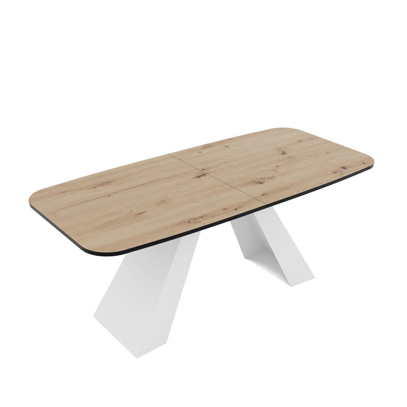AUSZIEHTISCH ZENITH 160/90/76 cm mit Metallgestell, Weiß / Artisan-Eiche - Weiß/Eiche Artisan, Holzwerkstoff/Metall (90/160/76cm) - Idohome
