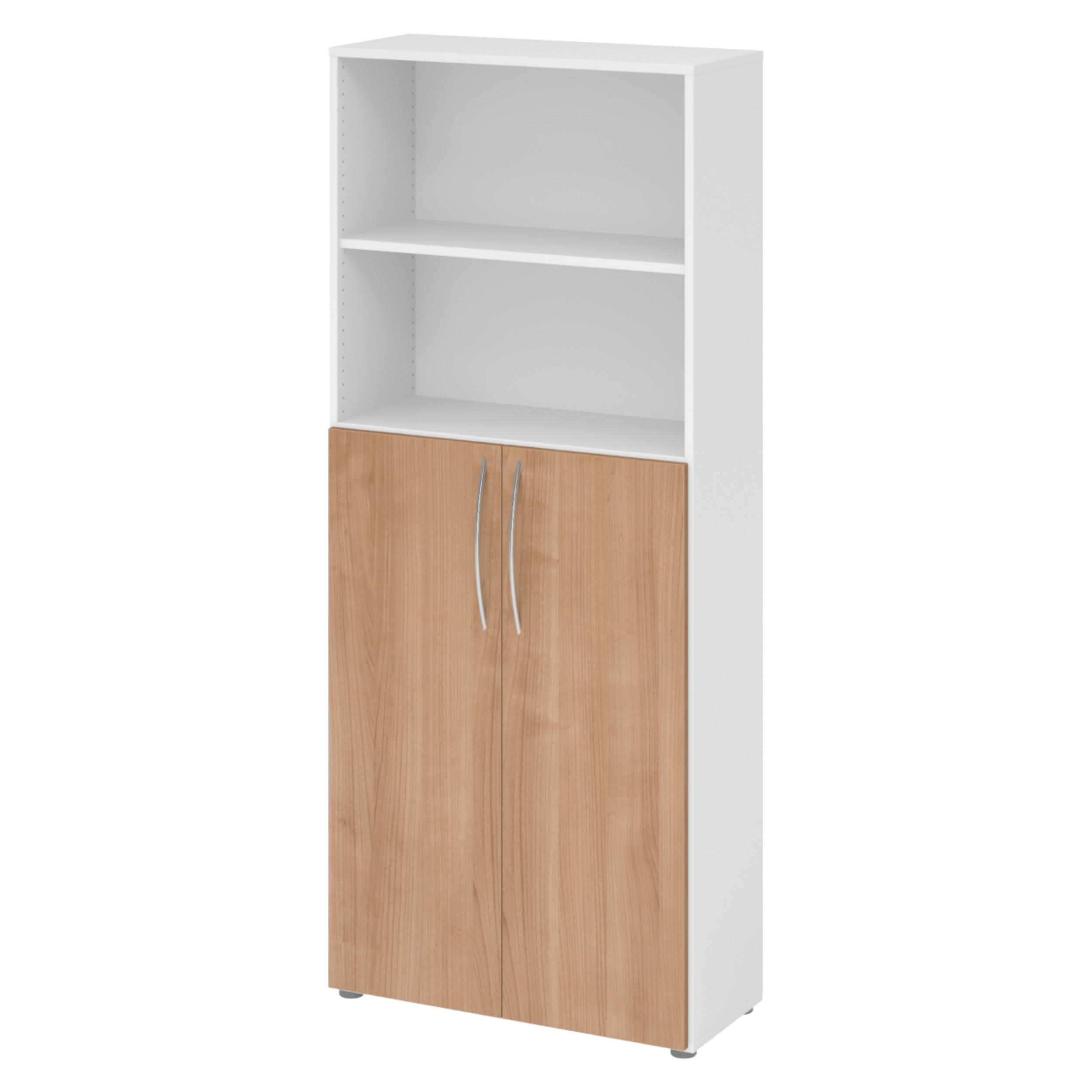bümö Regalschrank Weiß, Nussbaum 80x188x35 cm