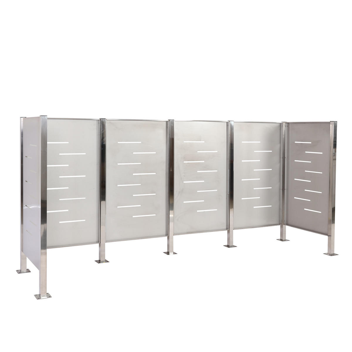 MÜLLTONNEN-ZAUN Silber - Silberfarben, Metall (325/150/85cm) - MCW